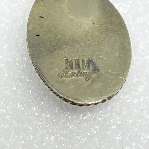 Handcrafted Sterling Silver 925 Oval Pendant Unakite Stone Green & Pink MKM - Picture 5 of 7